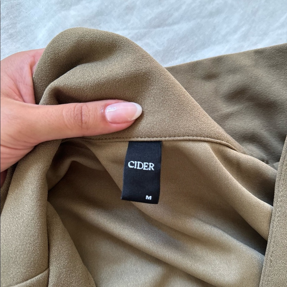 Cider V-Neck Ruched Ruffled Tie Front Blouse - Picture 5 of 5
